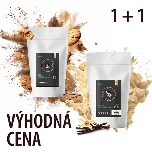 BALÍČEK VEGAN SUPERPROTEINOV 2x 1000 g (cookies & cream + vanilka)